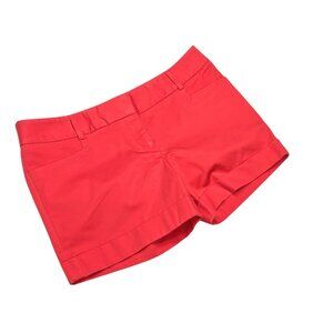 Express Coral Red Cotton‎ Stretch Low Rise Cuffed Shorts